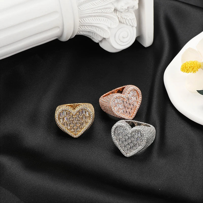 Bling Charm Heart Baguette Ring