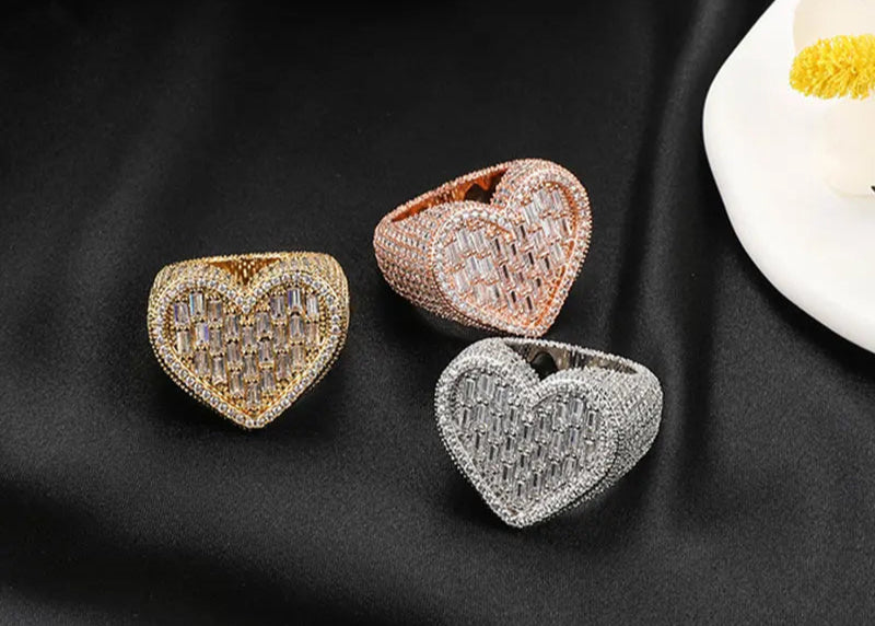 Bling Charm Heart Baguette Ring