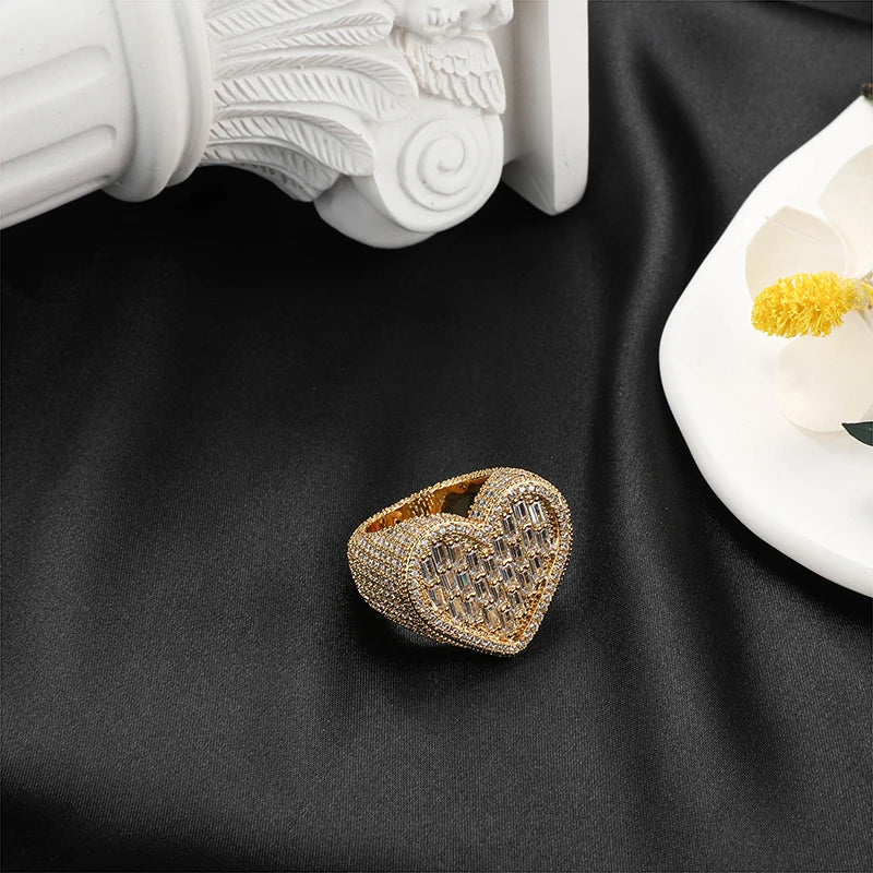 Bling Charm Heart Baguette Ring
