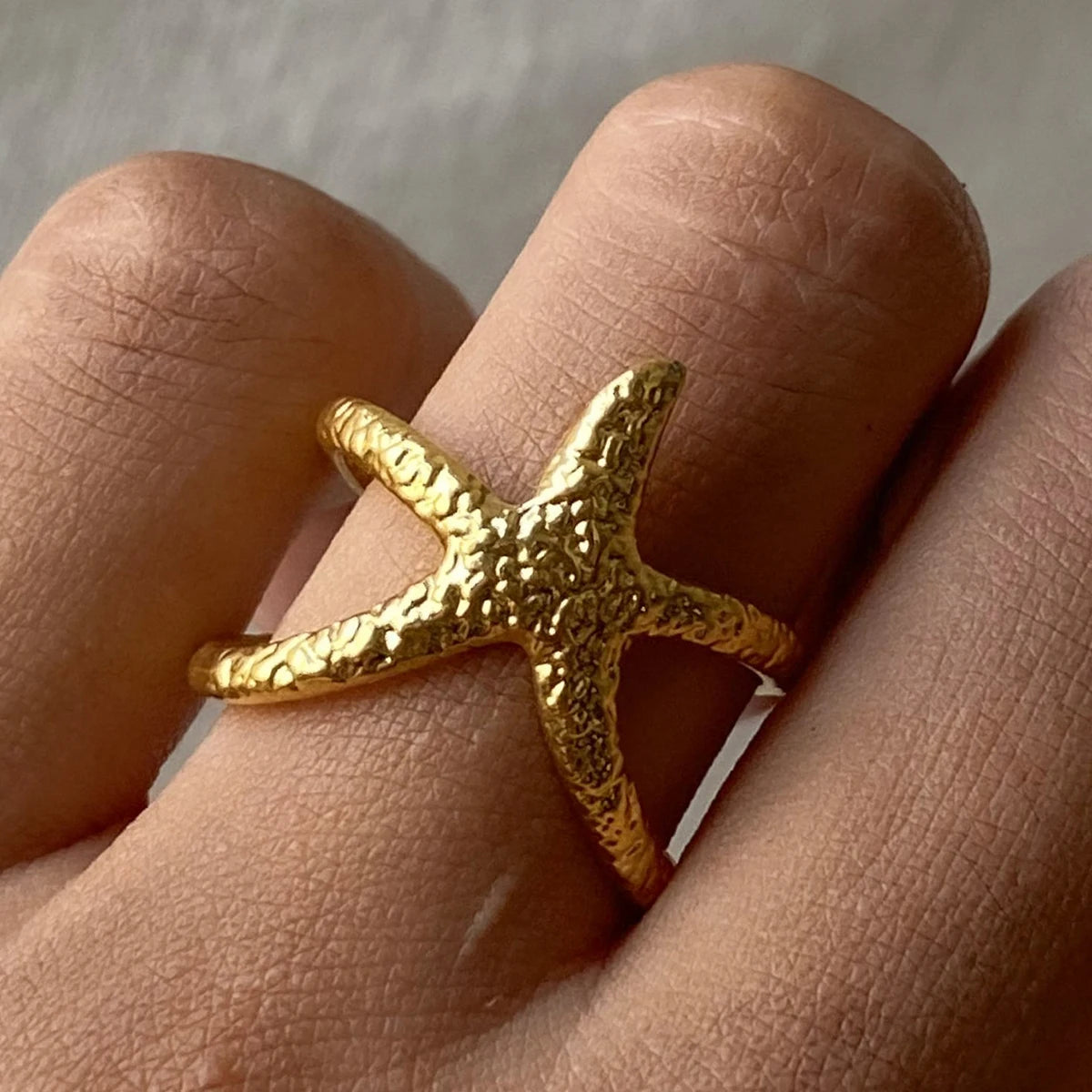 Stainless Steel Star Open Ring 18k gold plated