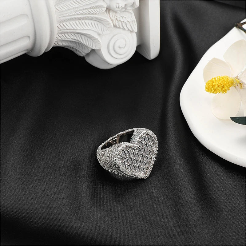 Bling Charm Heart Baguette Ring