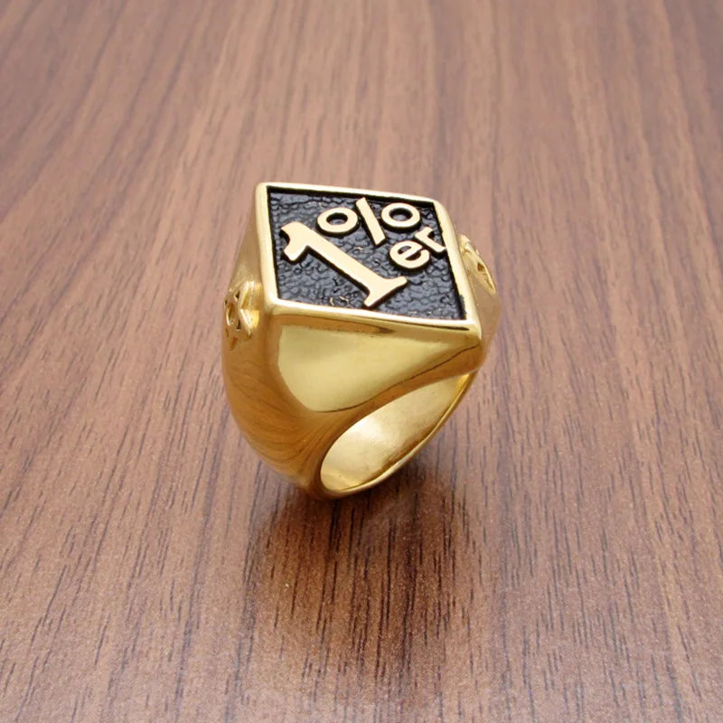 316L Stainless Steel Silver Color Black Golden Plated 1% er Number Rings