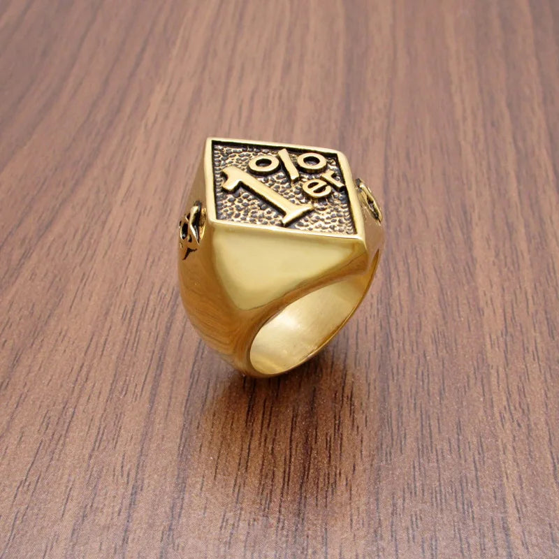316L Stainless Steel Silver Color Black Golden Plated 1% er Number Rings
