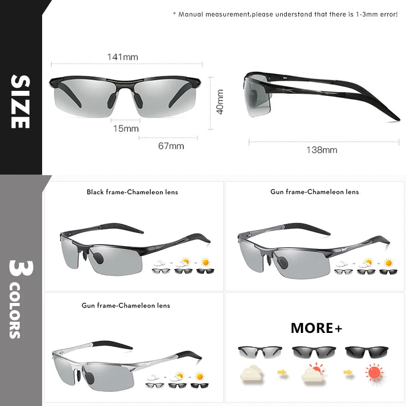 COOLPANDAS Aluminum Photochromic Sunglasses