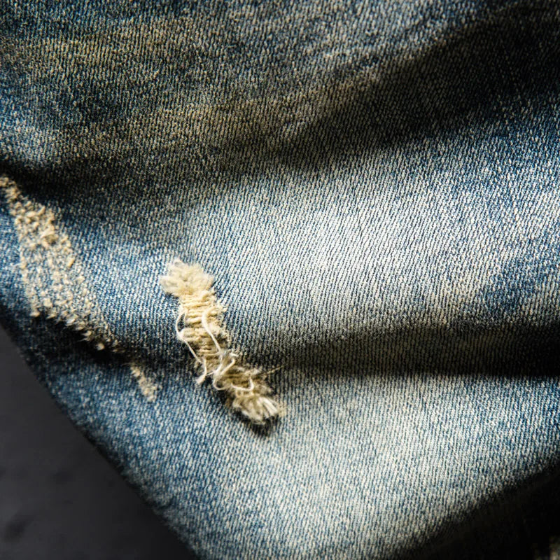 Classic Retro Distressed Denim Shorts