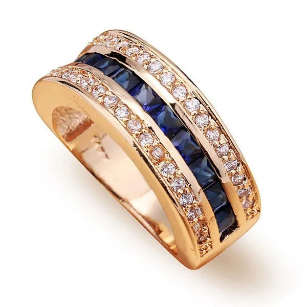 18k Gold Plated Diamond Sapphire Ring