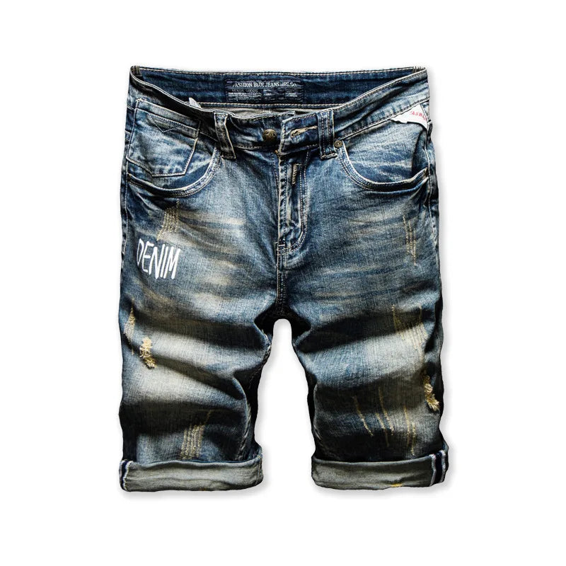 Classic Retro Distressed Denim Shorts