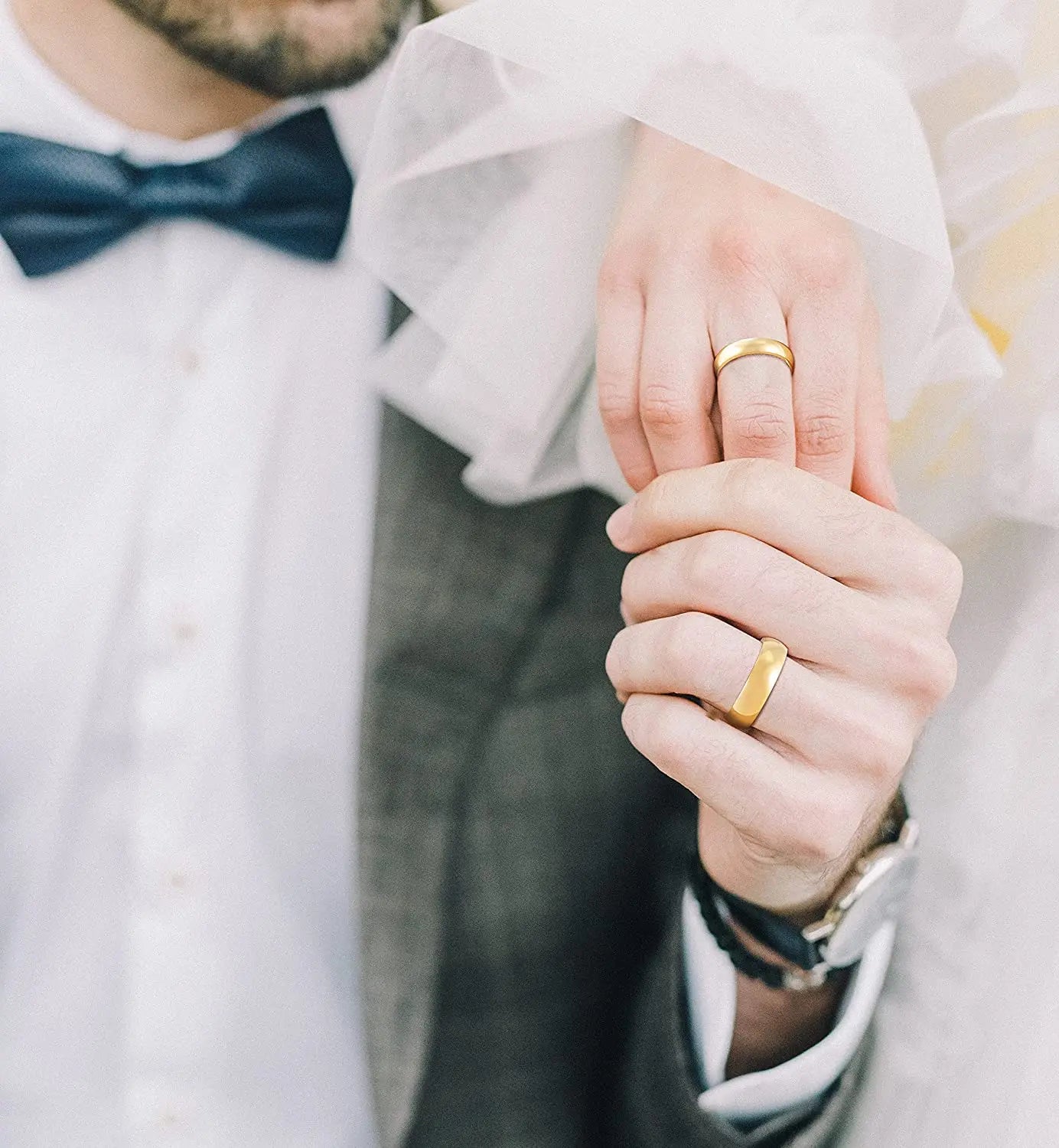 TIGRADE 14K Gold Plated Wedding Band