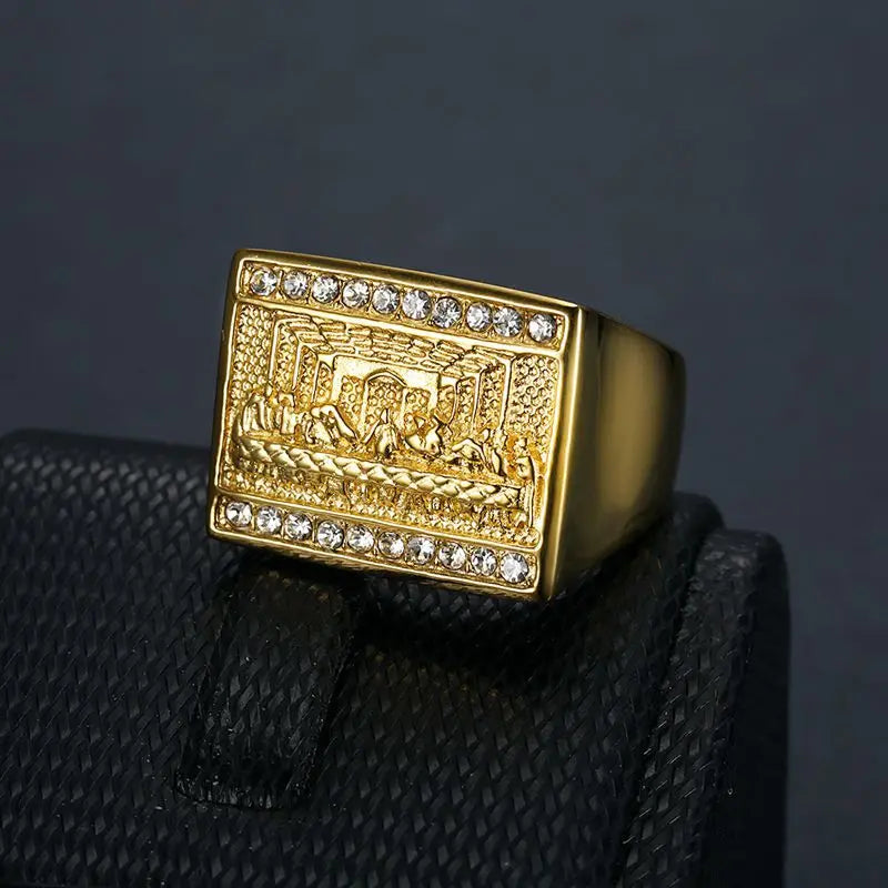 Gold/silver color Vinci Jesus Judah Dinner The Last Supper ring