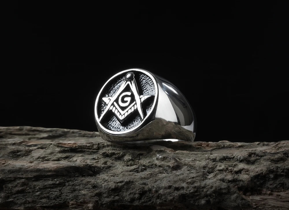 Retro Golden Masonic Freemasonry  Ring