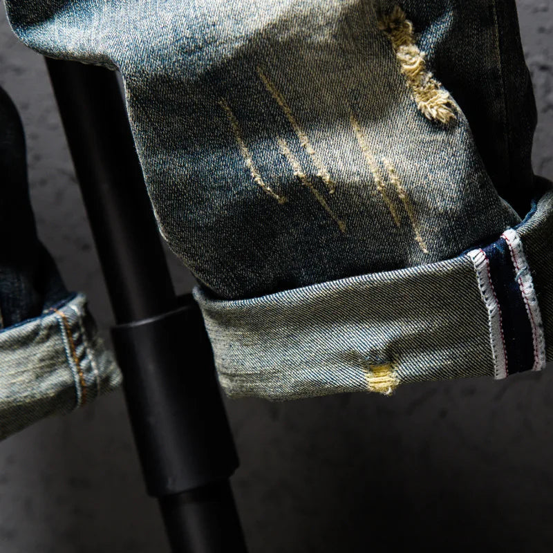 Classic Retro Distressed Denim Shorts