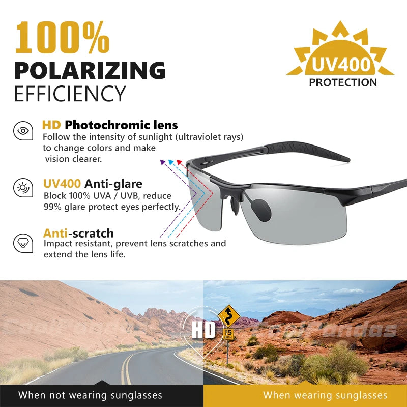 COOLPANDAS Aluminum Photochromic Sunglasses