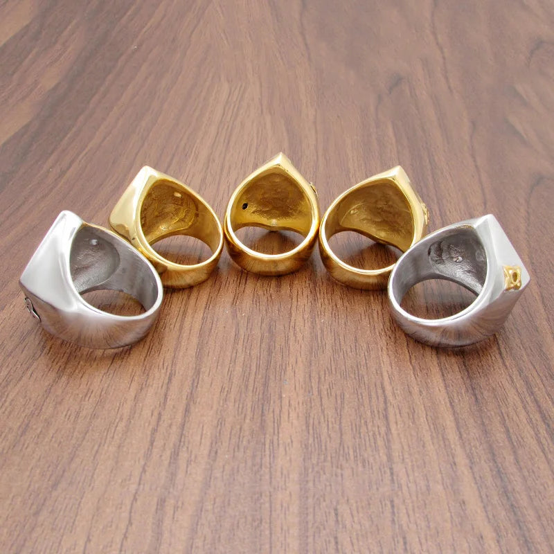 316L Stainless Steel Silver Color Black Golden Plated 1% er Number Rings