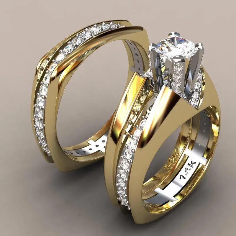 14K gold Plated Peridot Bridal Sets rings