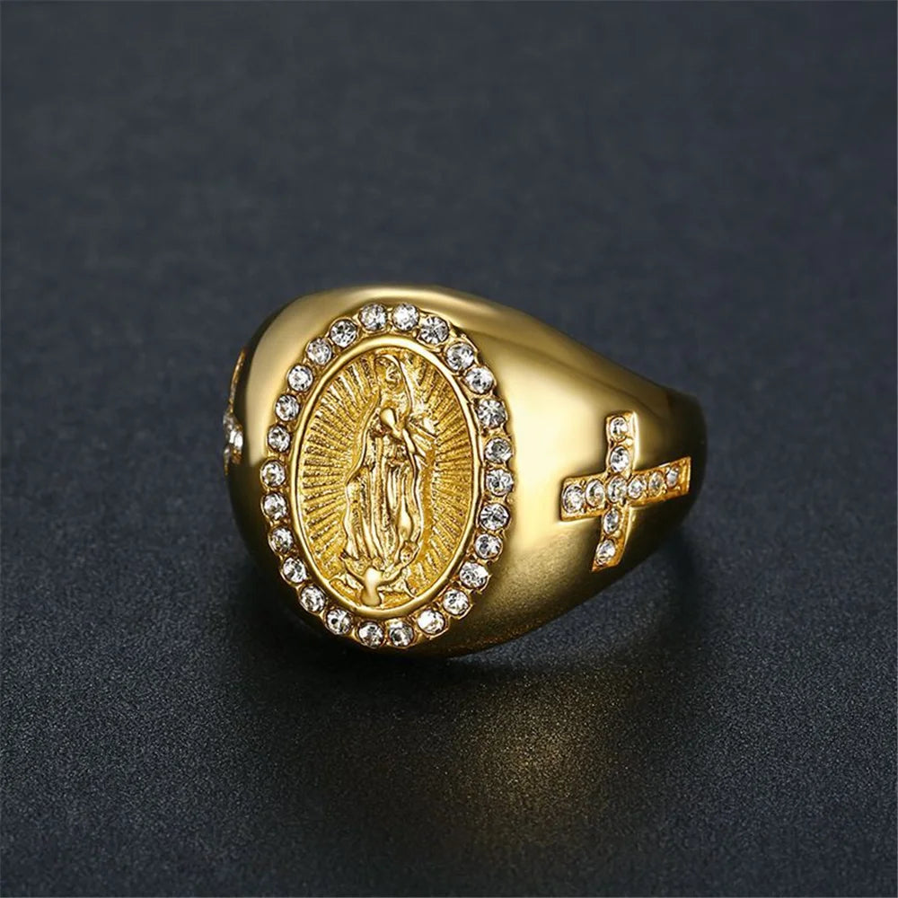 Religious Gold Plated Color Virgin Mary Ring