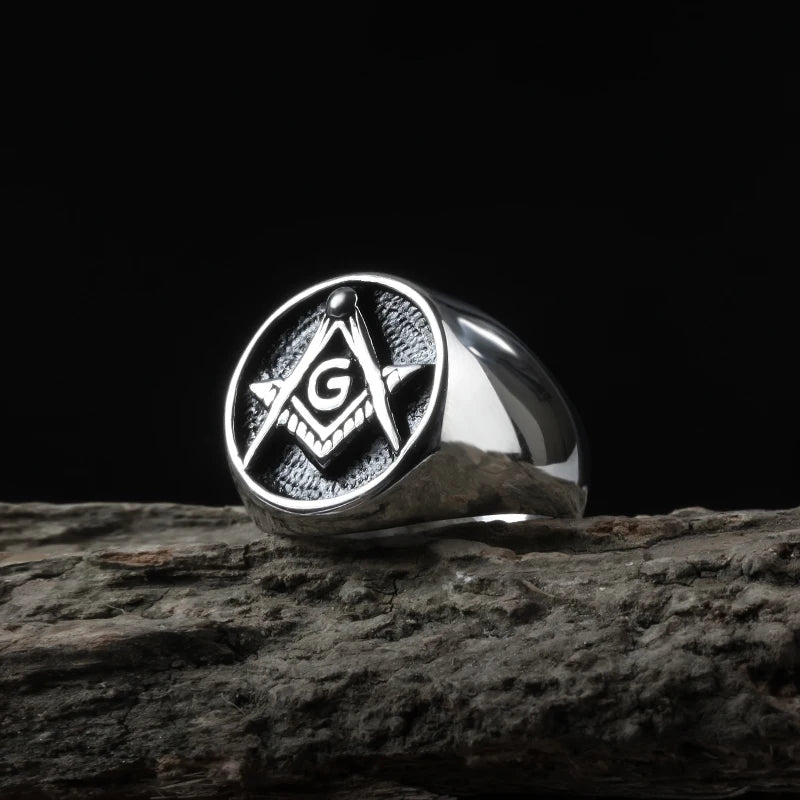 Retro Golden Masonic Freemasonry  Ring