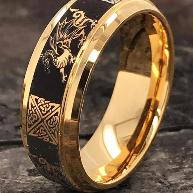 Gold Color Dragon Pattern Ring
