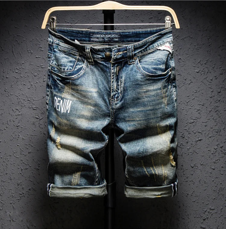 Classic Retro Distressed Denim Shorts