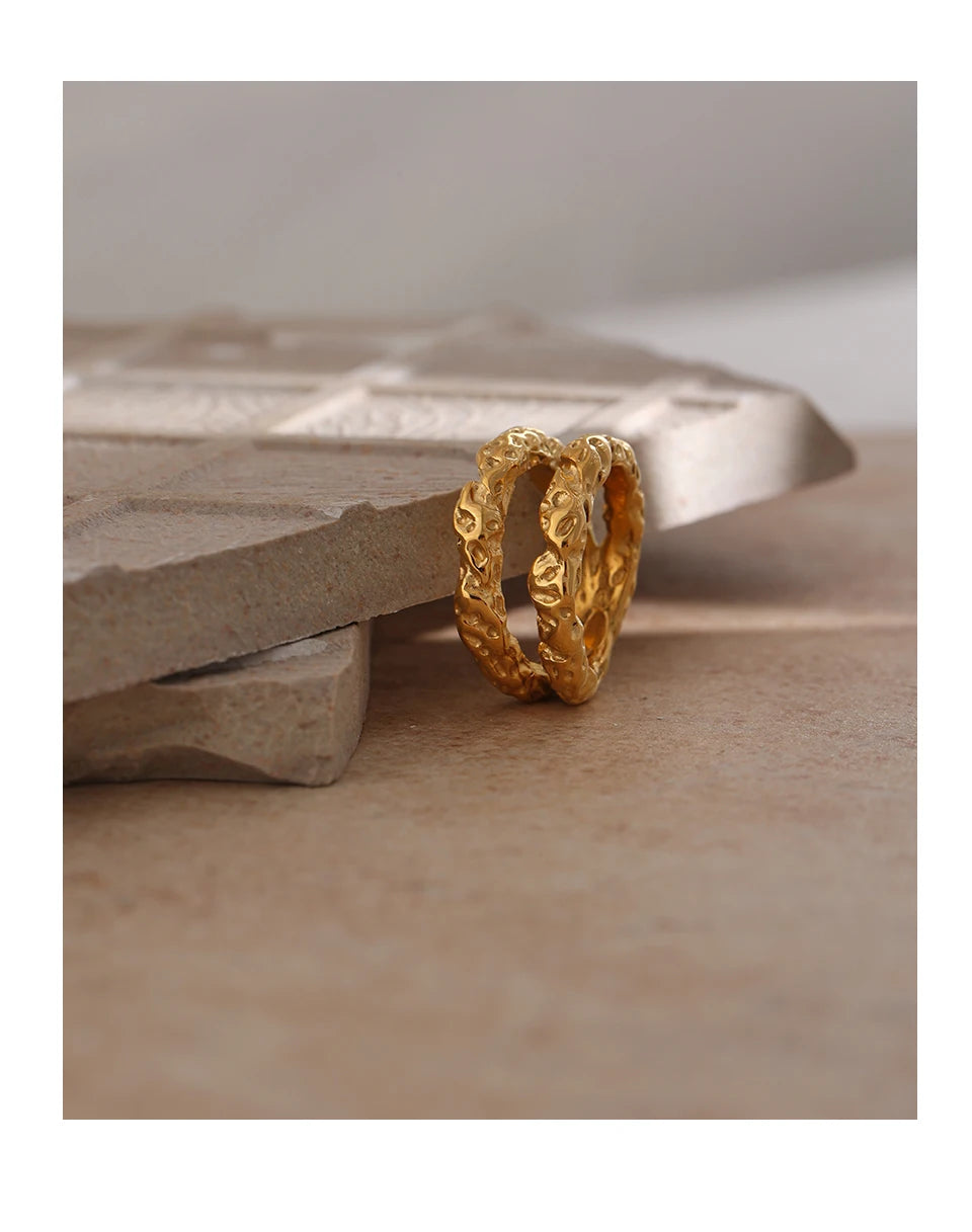 Gold Texture Metal 18 K Plated Statement Ring