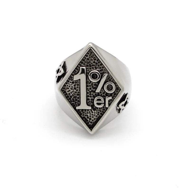 316L Stainless Steel Silver Color Black Golden Plated 1% er Number Rings