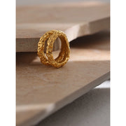 Gold Texture Metal 18 K Plated Statement Ring