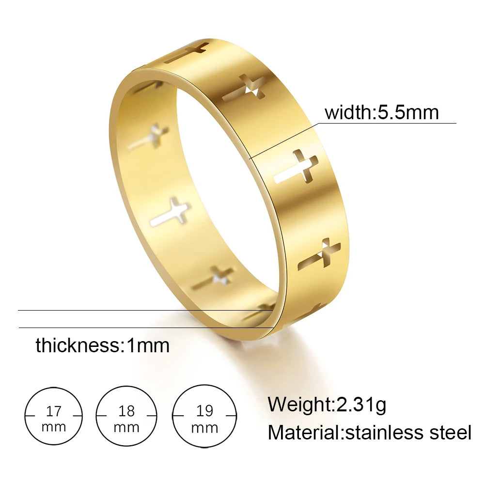 18k gold plating COOLTIME Gothic Cross Rings /  Stainless Steel Silver Color