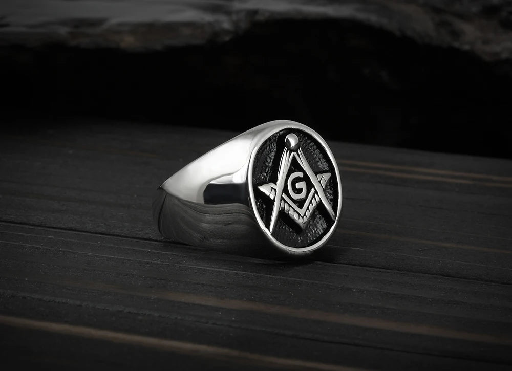 Retro Golden Masonic Freemasonry  Ring