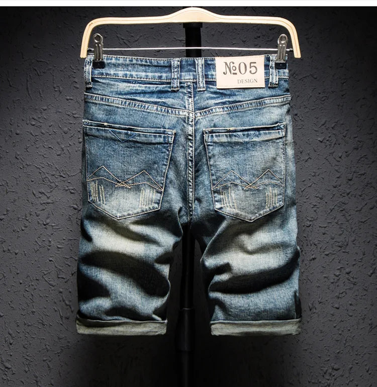 Classic Retro Distressed Denim Shorts