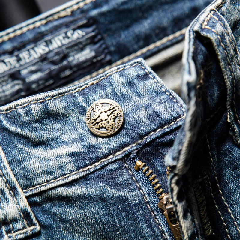 Classic Retro Distressed Denim Shorts