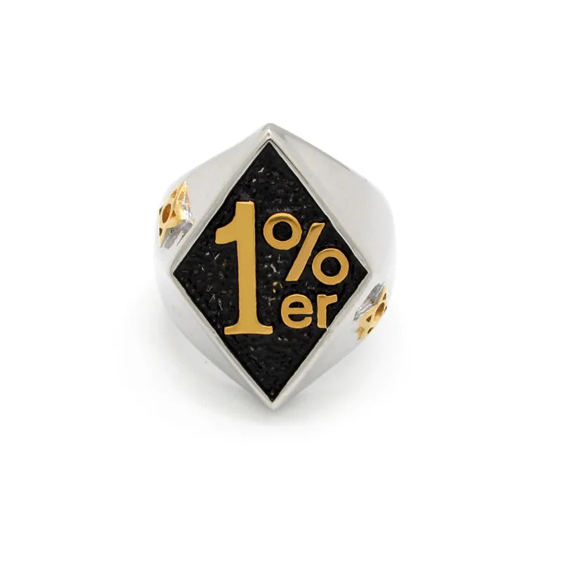 316L Stainless Steel Silver Color Black Golden Plated 1% er Number Rings