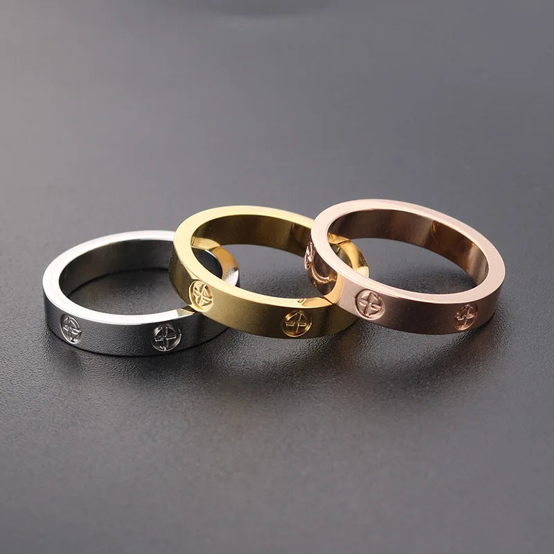 Stainless Steel Rose Gold Color Love Ring 18k gold plated