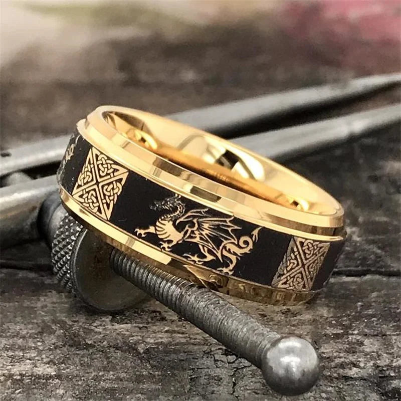 Gold Color Dragon Pattern Ring