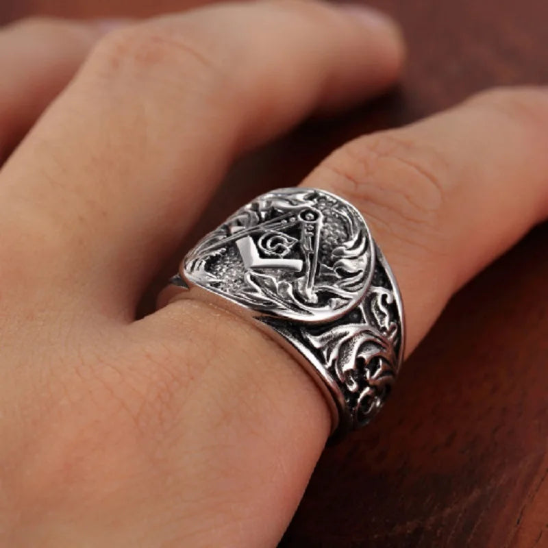 Embossed Stamped Freemason Masonic Rings