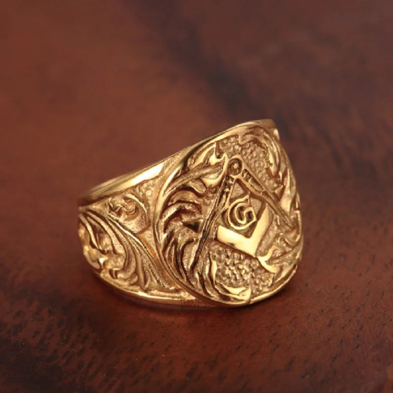 Embossed Stamped Freemason Masonic Rings