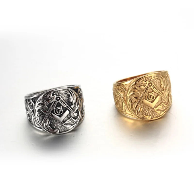 Embossed Stamped Freemason Masonic Rings