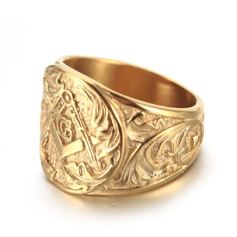 Embossed Stamped Freemason Masonic Rings