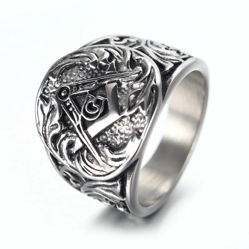 Embossed Stamped Freemason Masonic Rings