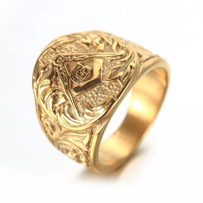 Embossed Stamped Freemason Masonic Rings