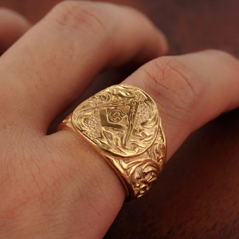 Embossed Stamped Freemason Masonic Rings