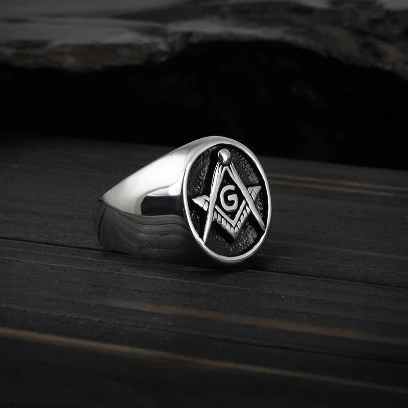 Retro Golden Masonic Freemasonry  Ring