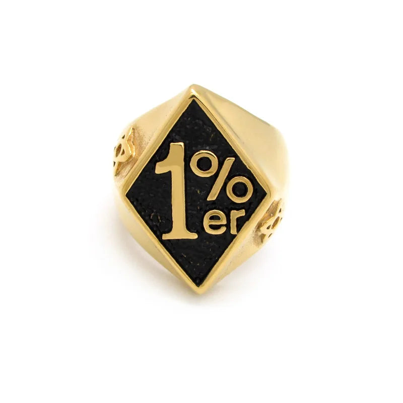 316L Stainless Steel Silver Color Black Golden Plated 1% er Number Rings