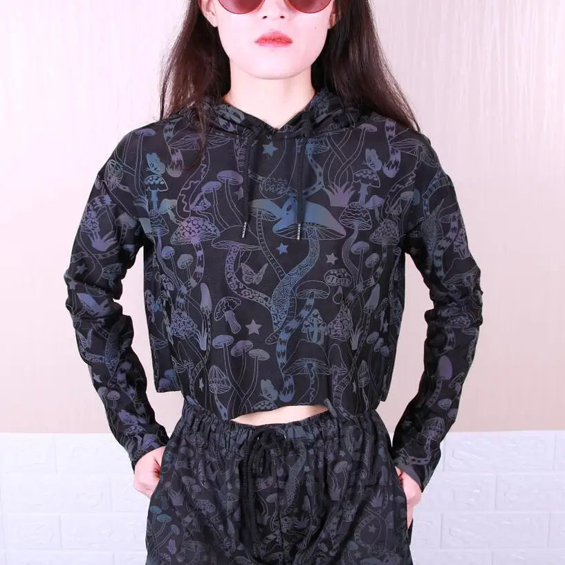 Thin Reflective Light Pullovers Hip Hop Hooded Tops