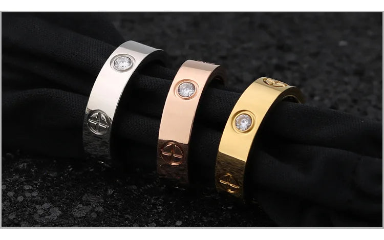 Stainless Steel Rose Gold Color Love Ring 18k gold plated