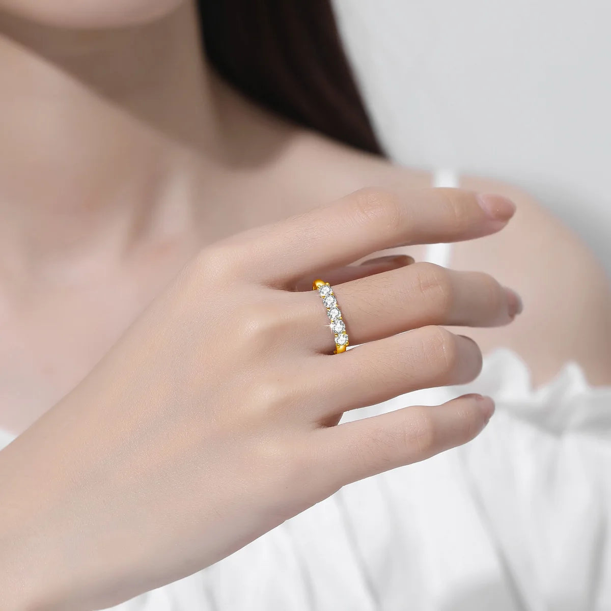Solid 18K Gold Moissanite Engagement Ring