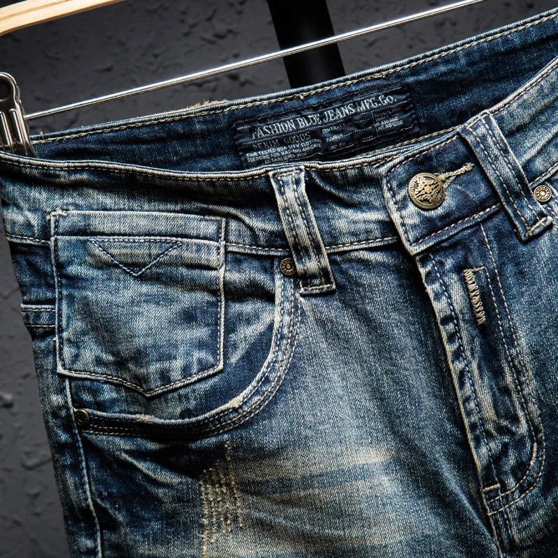 Classic Retro Distressed Denim Shorts