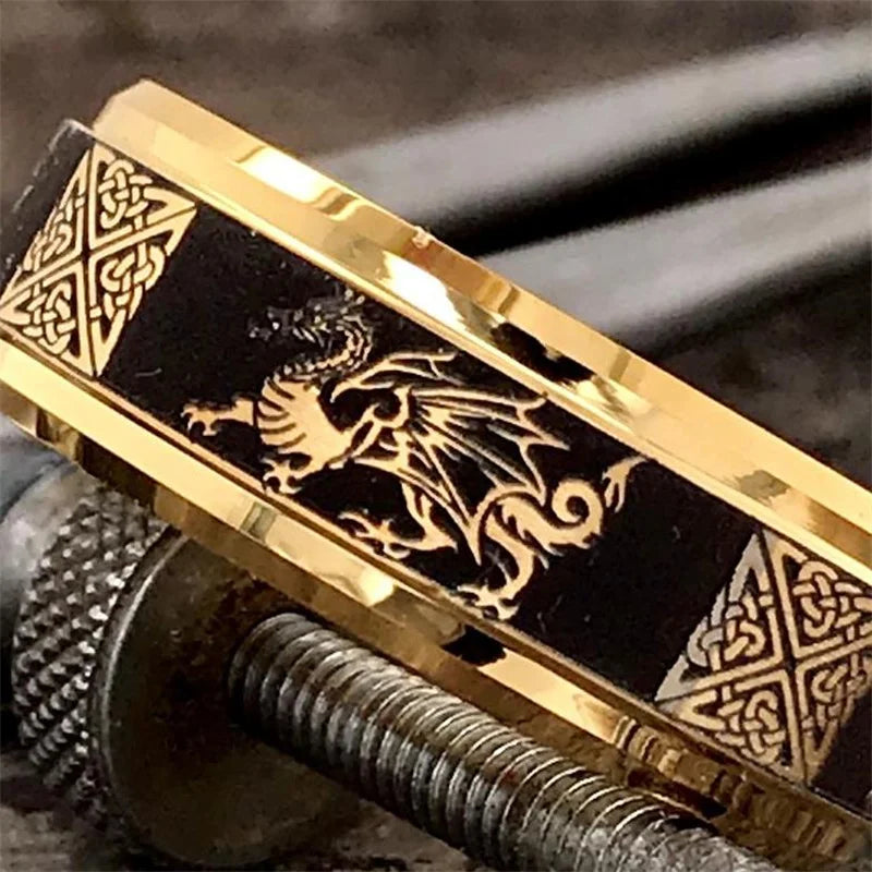 Gold Color Dragon Pattern Ring