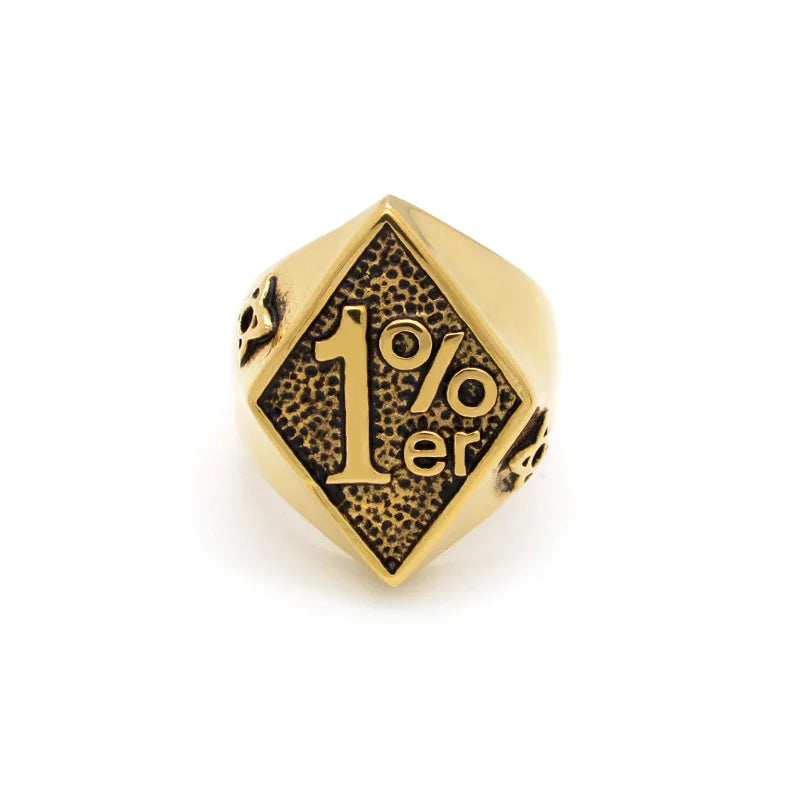 316L Stainless Steel Silver Color Black Golden Plated 1% er Number Rings