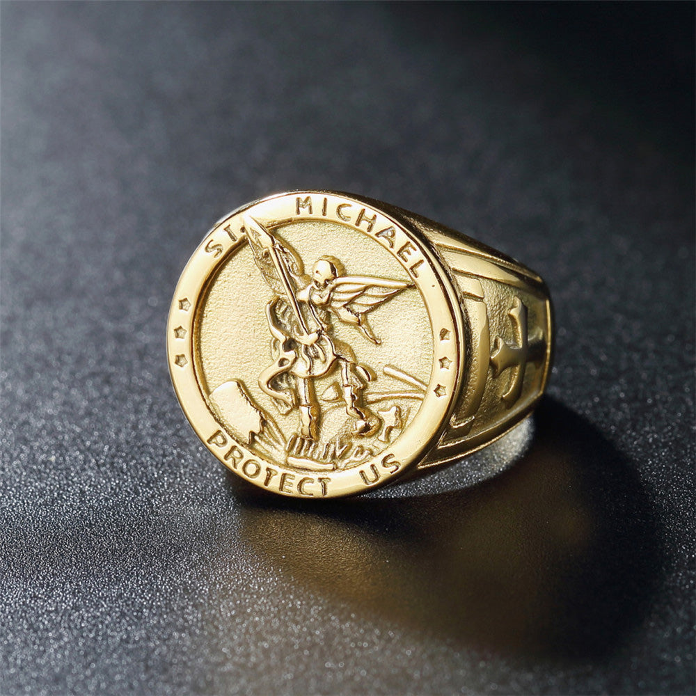 Vintage Catholic Angel Michael Ring