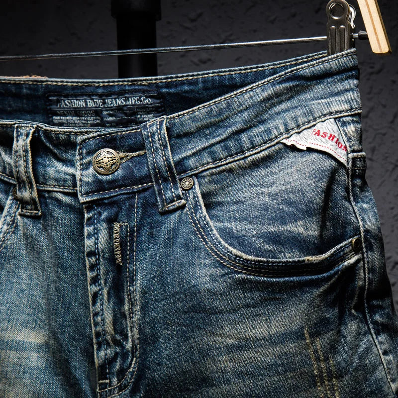 Classic Retro Distressed Denim Shorts