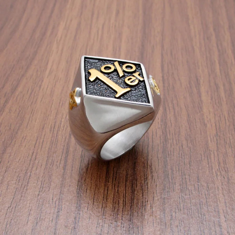 316L Stainless Steel Silver Color Black Golden Plated 1% er Number Rings